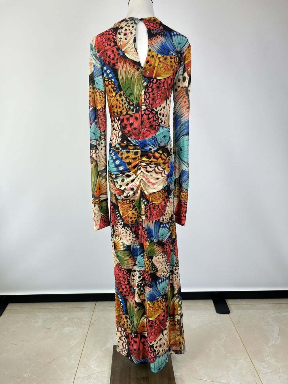 NWOT Farm Rio Long Sleeve Mesh Butterfly Print Fitted Bodycon Midi Dress Size S - Picture 5 of 11